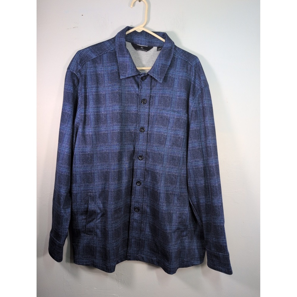 Hart Schaffner Marx Autumnal Equinox Collection Blue Plaid Shirt Jacket XXL